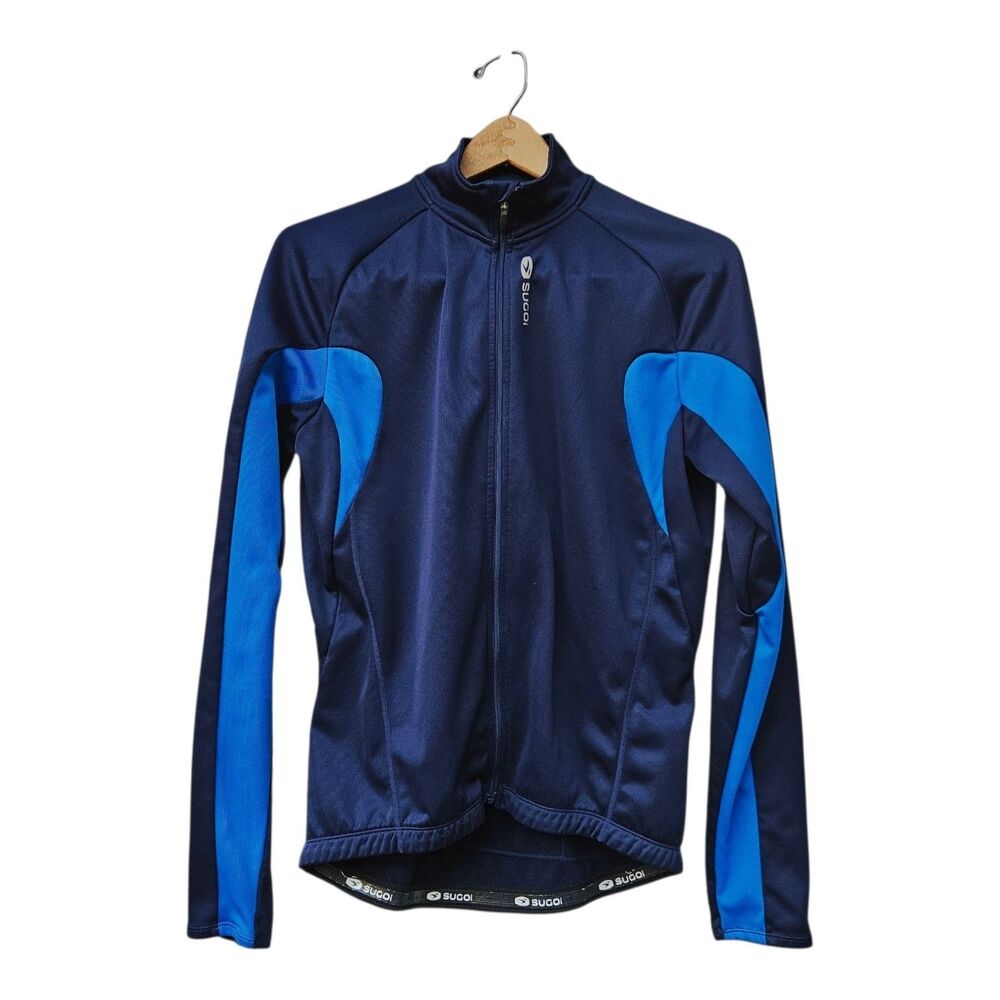 Sugoi Mens Large Blue Cycling Jacket Full Zip Reflective Bike Running